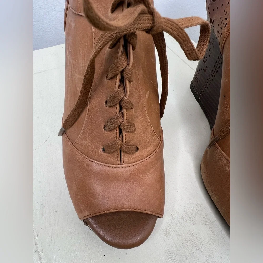 Gianni Bini Cut Out Leather with Peep Toe Wedge